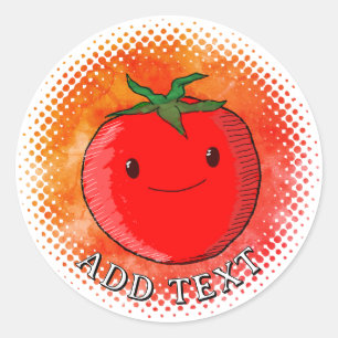Hintergrundfarbe für niedliche Cartoon Tomato Runder Aufkleber