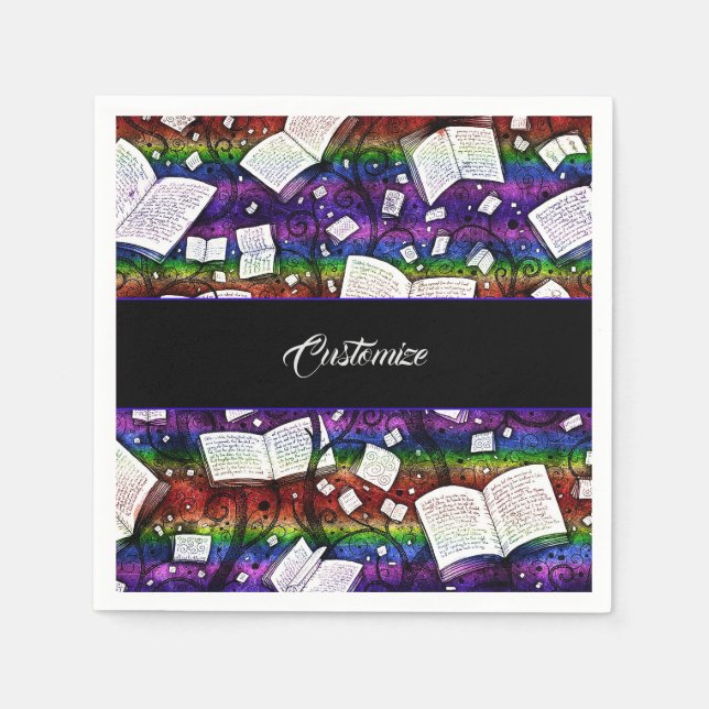 Hintergrundinformationen zu Regenbogenbüchern Serviette (Vorderseite)