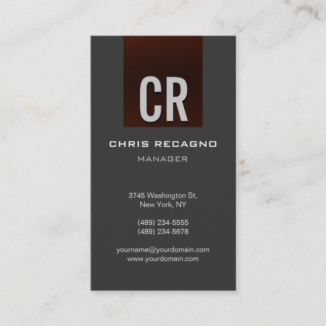 Hintergrundkarte für vertikale braune rote Grau Visitenkarte (Vorderseite)