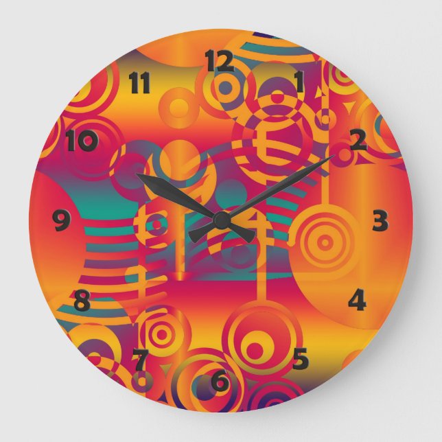 Hintergrundkomposition - Moderner farbiger Kreis Große Wanduhr (Vorderseite)