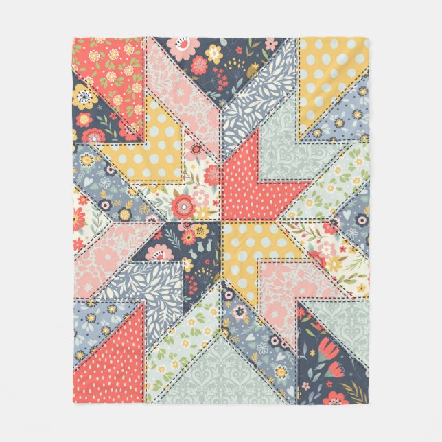 Hintergrundmuster im Vintagen Stil. Patchwork dec Fleecedecke (Vorderseite)