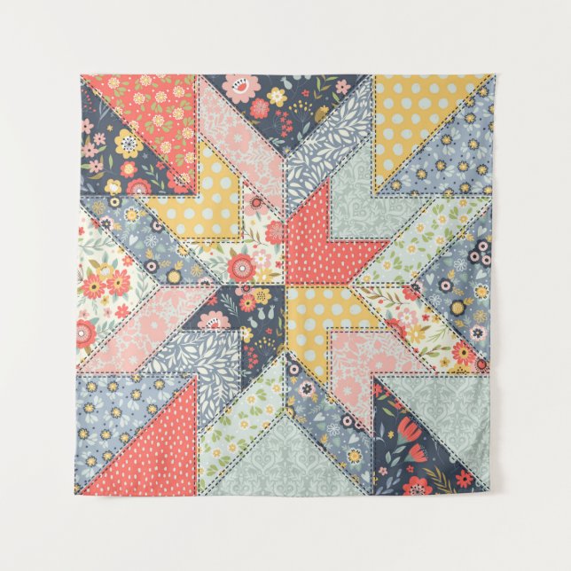 Hintergrundmuster im Vintagen Stil. Patchwork dec Wandteppich (Vorderseite)
