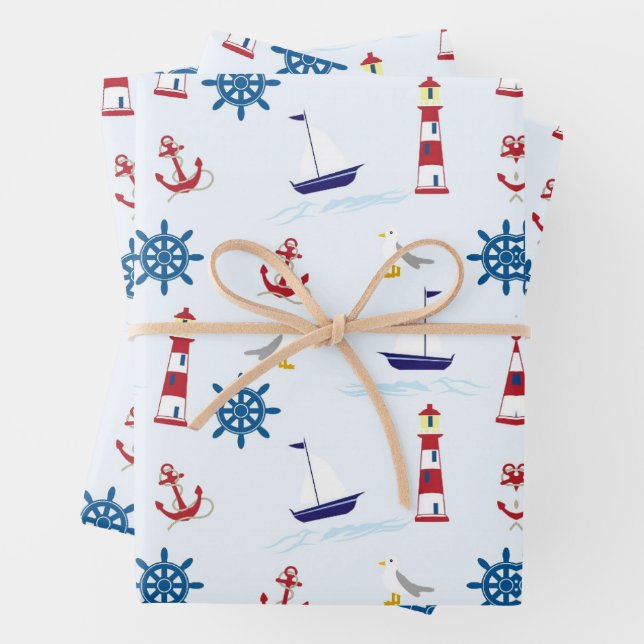 Hintergrundpapier für nautische Tapeten Geschenkpapier Set (Beispiel)