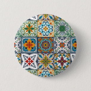 Hintergrundspuren/Talavera-inspirierte Fliesen Button