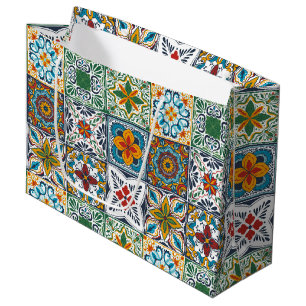 Hintergrundspuren/Talavera-inspirierte Fliesen Große Geschenktüte