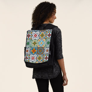Hintergrundspuren/Talavera-inspirierte Fliesen Rucksack