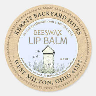 Hinterhof Bienenwachs Lip Balm Mini Label Kraft Runder Aufkleber