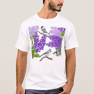 Hinterhof-Garten-Vögel im Flieder-Shirt T-Shirt