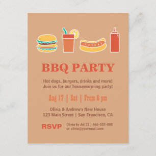 Hinterhof GRILLEN Housewarming-Party Einladungen