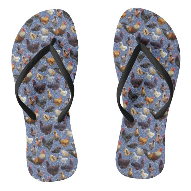 Hinterhof Hühner auf Glitzer Hintergrund Flip Flops (Fußbett)