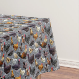 Hinterhof Hühner auf Glitzer Hintergrund Tischdecke