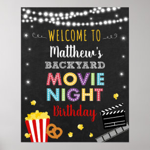 Hinterhof Movie Night Geburtstag Willkommen Poster
