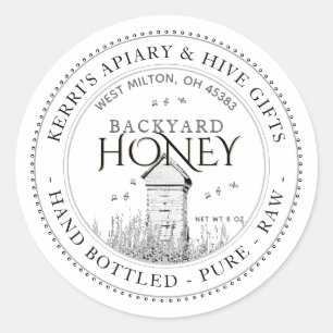 Hinterhof Nehmt Honey-Etikett Hand Flasche Roh Wei Runder Aufkleber
