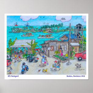 Hinterhof von BJ, Roatan, Honduras Poster