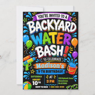 Hinterhof-Wasser-Party Farbenfrohe Kinder-Splash-G Einladung