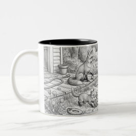 Hinterhof-Wildlife-Bleistiftskizze Zweifarbiges Ka Zweifarbige Tasse