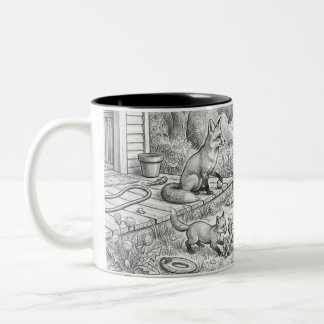 Hinterhof-Wildlife-Bleistiftskizze Zweifarbiges Ka Zweifarbige Tasse