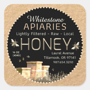 Hinterhofbienen Bienen und kleine Bienen auf Kraft Quadratischer Aufkleber