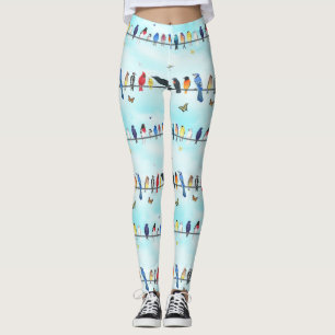 Hinterhofvögel auf einer Linie mit Schmetterlingen Leggings