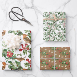 Hinterhofvögel und Blume Geschenkpapier Set