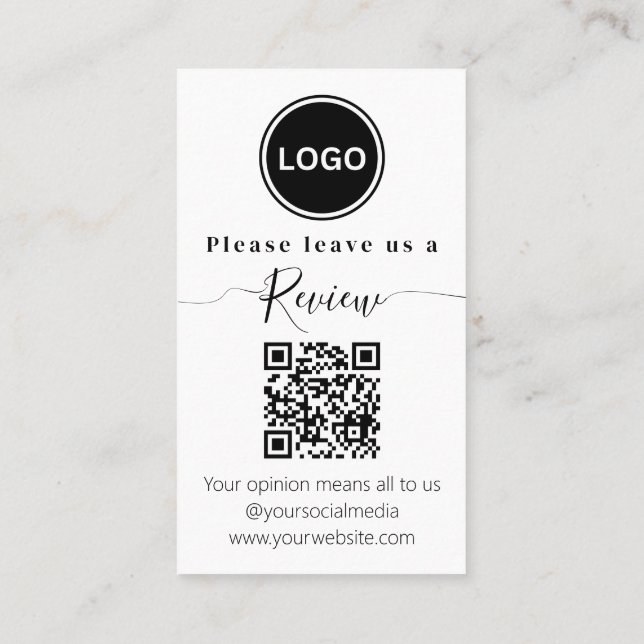 Hinterlassen Sie uns eine Bewertung | QR-Code Mode Visitenkarte (Rückseite)