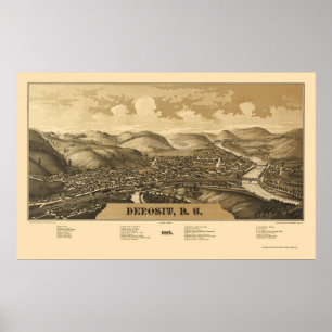 Hinterlegung, NY Panoramic Karte - 1887 Poster