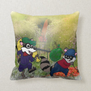 Hinterlistige Waschbär-Brüder! Kissen