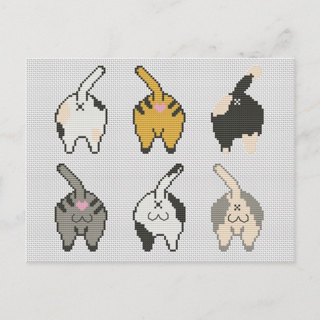 Hintern-Kreuzstich Feiertagspostkarte (Vorderseite)