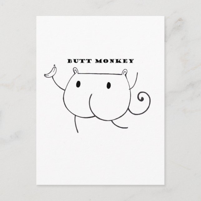 Hintern Monkey Black und White Postkarte (Vorderseite)