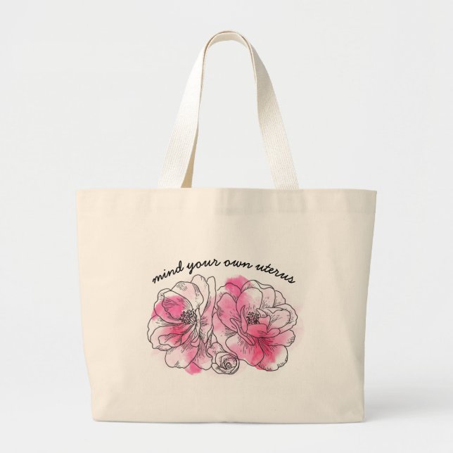Hintern (rosa Blume) Jumbo Stoffbeutel (Vorne)
