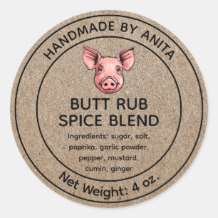 Hintern Rub Gewürzmischung Jar Label Kraft Papiers Runder Aufkleber