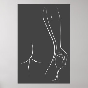 Hintern- und Weinposter (Matte) Poster