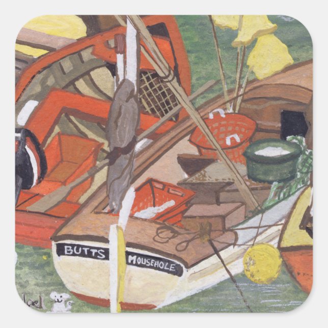 Hintern von Mousehole 1995 Quadratischer Aufkleber (Vorderseite)