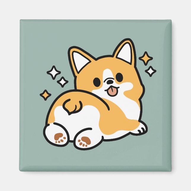 Hintern zuerst, Let's Nickerchen - Niedlicher Corg Magnet (Vorne)
