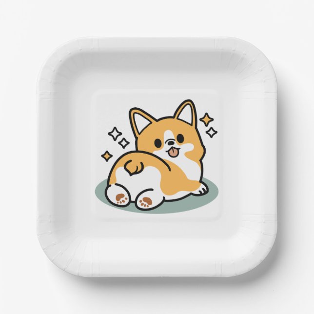 Hintern zuerst, Let's Nickerchen - Niedlicher Corg Pappteller (Vorderseite)