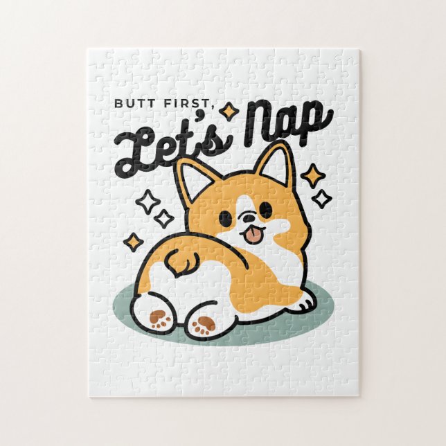 Hintern zuerst, Let's Nickerchen - Niedlicher Corg Puzzle (Vertikal)