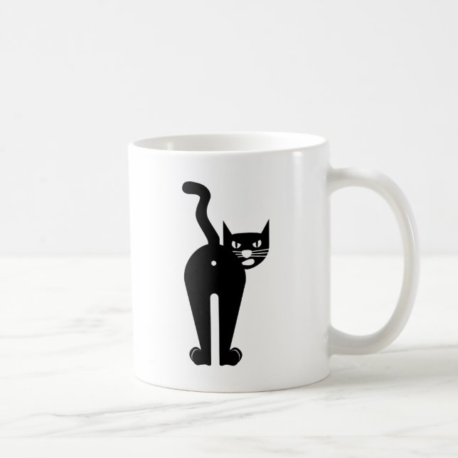 Hinternloch der schwarzen Katze Kaffeetasse (Rechts)