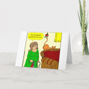 Hinternmistelzweig WeihnachtsCartoon der Katze x55 Feiertagskarte