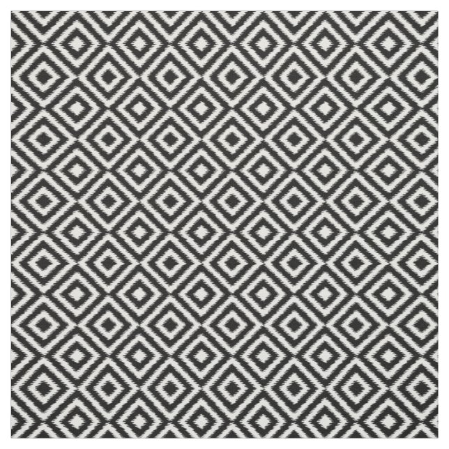 Hinterro Schwarz-weißes Ikat-Diamantquadratmuster Stoff (Muster)