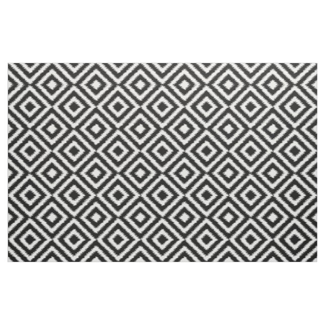 Hinterro Schwarz-weißes Ikat-Diamantquadratmuster Stoff (Fat Quarter (45,7 x 55,9 cm))
