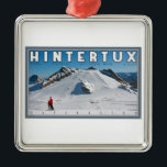 Hintertux - der Gefrorene Stab Silbernes Ornament<br><div class="desc">Ansicht des Gefrorene Stabs (gefrorene Wand) am Hintertux Gletscher-Skigebiet in Tirol,  Österreich</div>