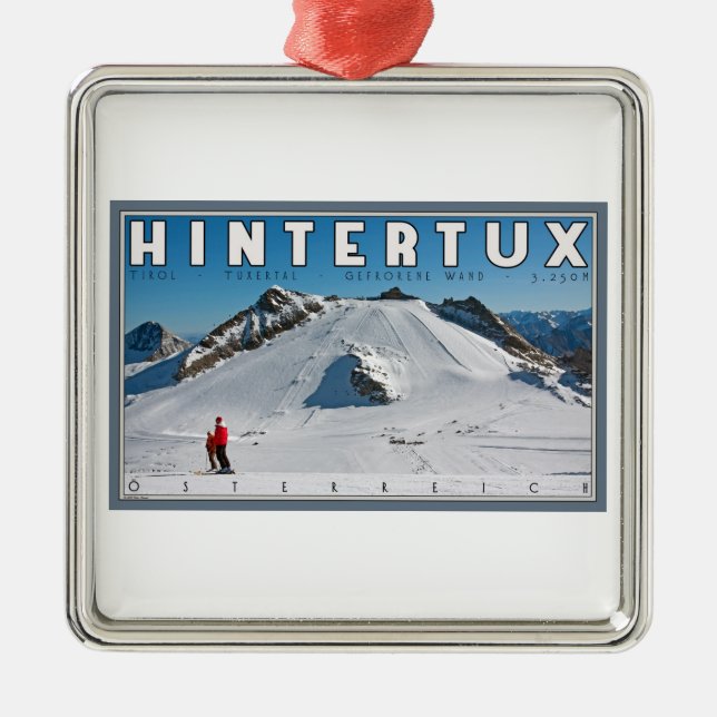 Hintertux - der Gefrorene Stab Silbernes Ornament (Vorne)