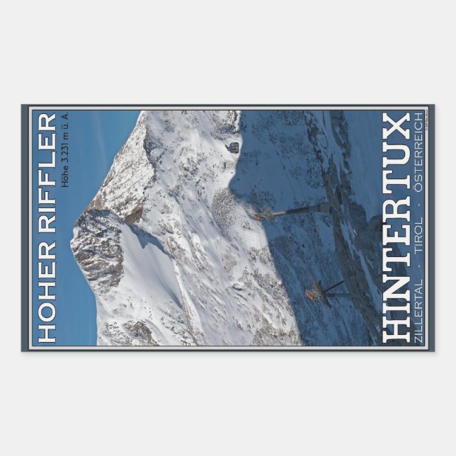 Hintertux - Hoher Riffler Rechteckiger Aufkleber (Vorderseite)