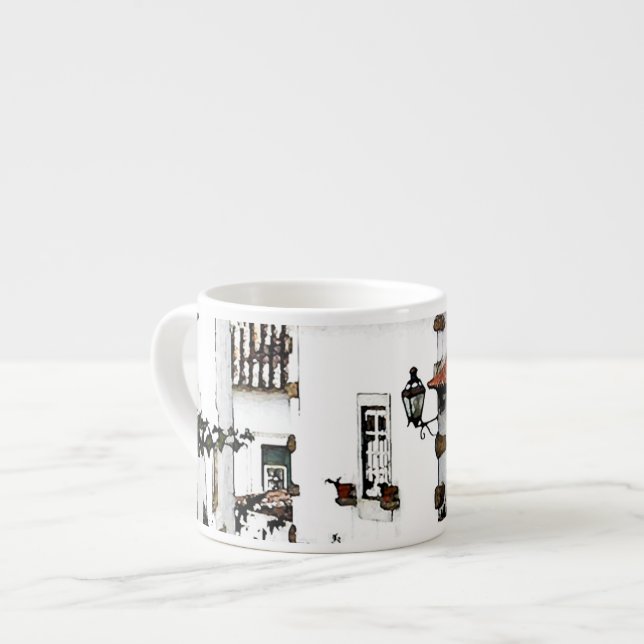 Hinunter die Straße in Obidos Portugal Espressotasse (Vorderseite Links)