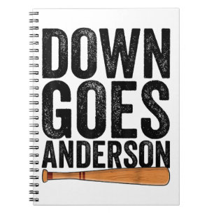 HINUNTER GEHT ANDERSON FUNNY BASEBALL Geschenk AND Notizblock