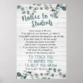 Hinweis an alle Schüler Poster für das Klassenzimm