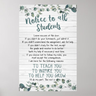 Hinweis an alle Schüler Poster für das Klassenzimm