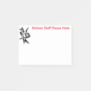 Hinweis an Küchenpersonal Post-it Klebezettel