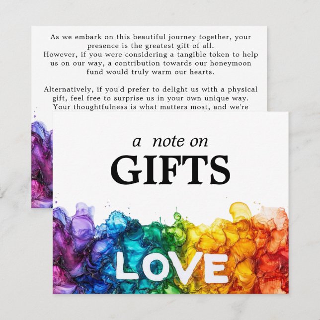 🌈 Hinweis auf GIFTS LGBTQ in Liebe gestrichen Begleitkarte (Vorne/Hinten)
