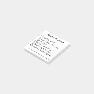 Hinweis aus den Nachhinweisen des Lehrernamens Post-it Klebezettel